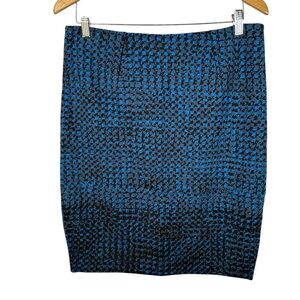 Lord & Taylor Blue Black Stretch Pencil Skirt NWOT Elegant Sleek Workwear